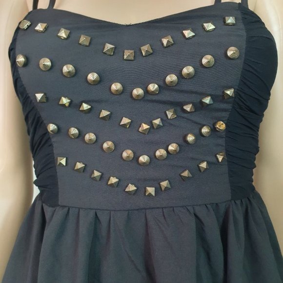 Dress Sze 8 black fit and flare studded cocktail casual party open back - Picture 4 of 5